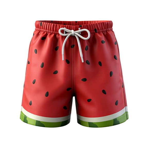 Boys Swim Trunks with Compression Liner Quick Drying Stretch Casual Board Shorts Summer Swimwear Watermelon Red Size 5-6 Years