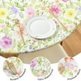 thumbnail image 4 of Round Tablecloth with Elastic Hem and Elegant Floral Pattern, Water-Resistant Polyester Fabric, Fits 44-52 Inch Tables, Extra Large, 4 of 7