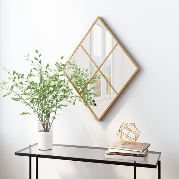 Meo Mirror Gold Wall Decor, Modern Style, Hangs horizontally or vertically, Steel, Decor Mirrors
