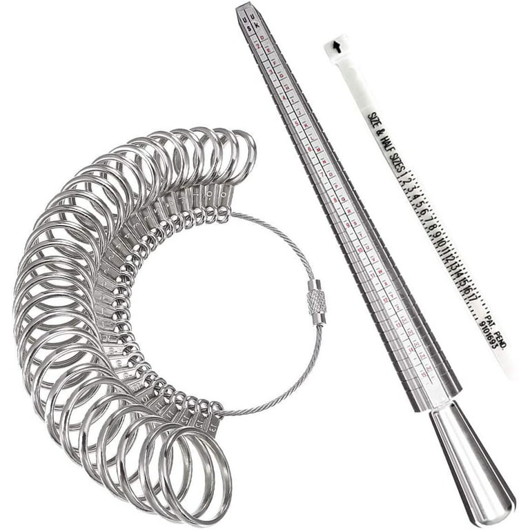 Ring Sizer Measuring Tool,aluminum Ring Mandrel And Finger Gauges (metal Ring  Sizer Tool Set)$ring Mandrel Sizer Metal Jewelry Measure Size 1-15