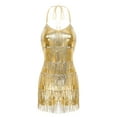 thumbnail image 7 of Zaldita Women's Sequins Tassel Leotards Latin Jazz Ballroom Dance Backless Fringed Cocktail Dress Gold XXL, 7 of 7