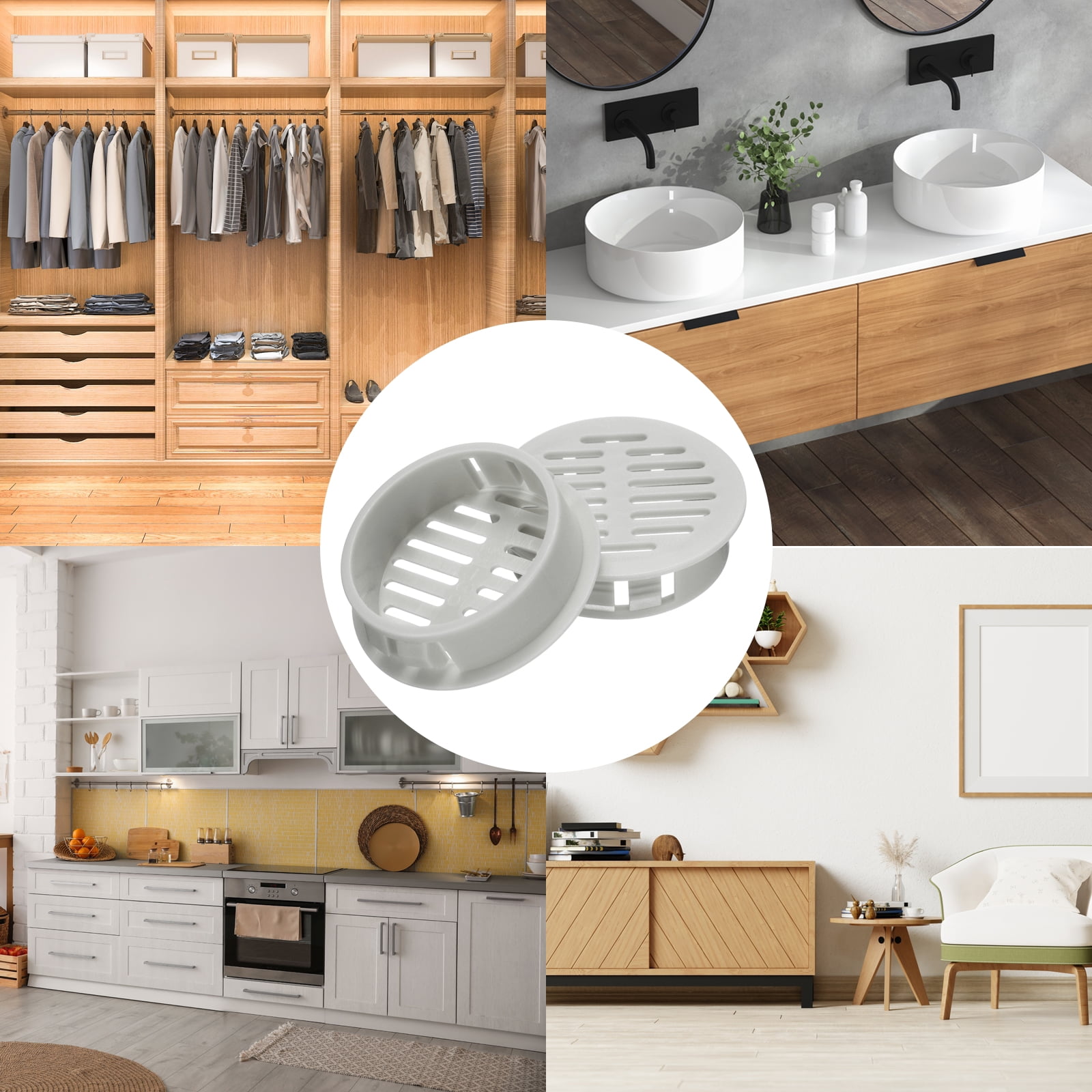 Unique Bargains 20Pcs Plastic Soffit Vent Cover for Home Office Kitchen Grey 1.4"