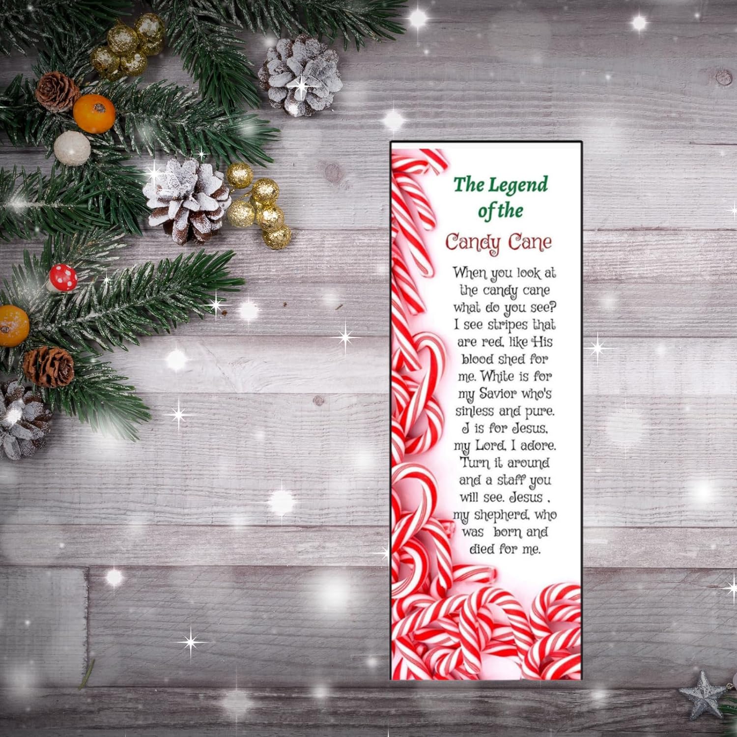The Legend of The Candy Cane Christmas Bookmarks (100 Count) - Keepsakes for Festive Gifting, Church Events - Holiday Sharing - Christmas Party Favors - Stocking Stuffers