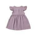 thumbnail image 6 of Toddler Girls Fly Sleeve Dress Solid Color Round Collar Single-breasted Dresses, 6 of 9