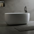 thumbnail image 3 of Holaki 47" Stone Resin Freestanding Bathtub,Oval Shape Solid Surface Freestanding Tubs for Small Bathroom,Stand Alone Soaking Tubs with Integrated Slotted Overflow and Drain,Matte White, 3 of 8
