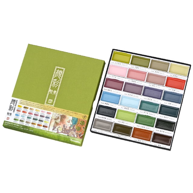 Set de 24 sartenes estilo Art Nouveau de Kuretake Gansai Tambi