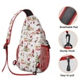 thumbnail image 3 of Sling Backpack,Multicolor Christmas Pattern Sling Bag with Water Bottle Holder,Waterproof Sling Bag for Men/Women with Headphone Jack for Hiking,Travel, 3 of 6