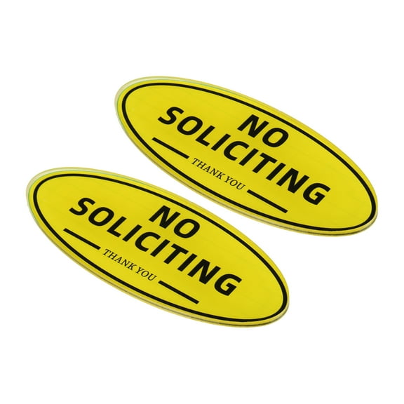 Uxcell 7"x3" No Soliciting Sign Acrylic Self Adhesive Oval Door Sticker Wall Sign Yellow 2 Pack