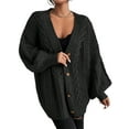 thumbnail image 2 of Women'S 2025 Autumn and Winter Oversized Cardigan Sweater Soft Knit Cardigan Front Button Coat Black L, 2 of 6