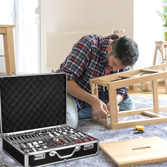 GAXIRE Locking Storage Box Briefcase Black Aluminum Alloy 1Pcs