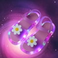 thumbnail image 4 of FINALGANG Kids Girls Adjustable Button Strap Flower Decor Light Up Open Toe Sandals LED Luminous Thick Sole Waterproof Summer Holiday Casual Sandals Classic Shoes 5.5-6 Years, 4 of 6