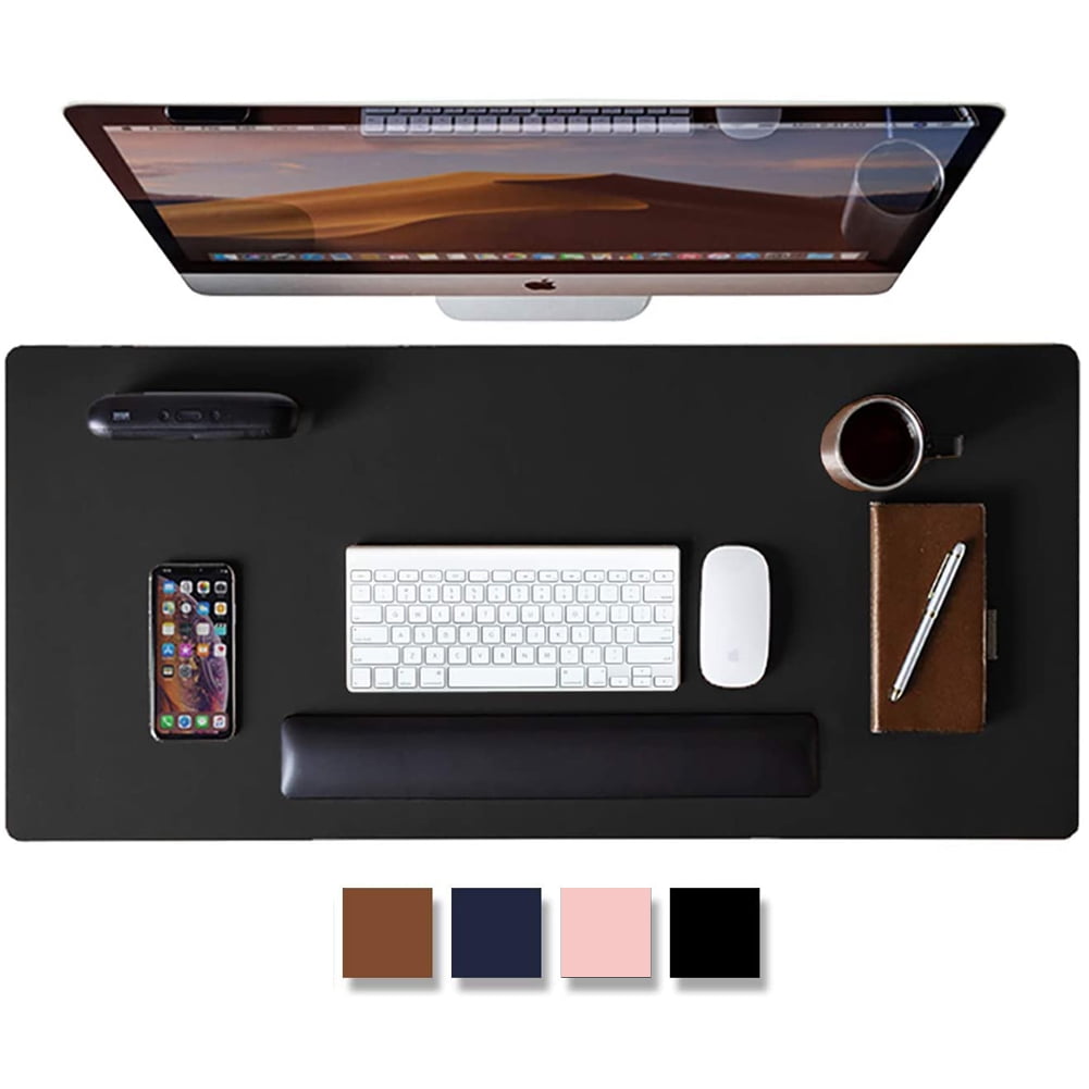 Premium Leather Desk pad with Edge Protector,Waterproof Deskpad Office Large Mouse Pad Writing Pad,Desk mat for Laptop Computer Desktop
