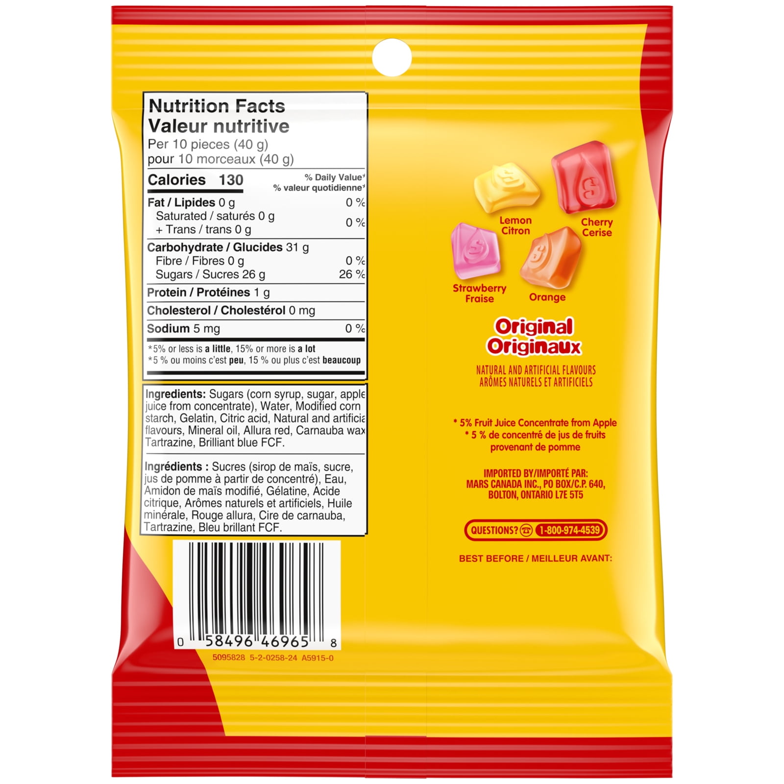 STARBURST, Bonbons Gélifiés Originaux, 142g SB GUMMIES ORIG PEG