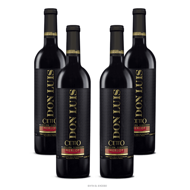 Vino Tinto Don Luis Cetto Merlot 750ml Paquete de 4 Botellas