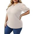 thumbnail image 4 of Cueply Women's Plus Size Tops Summer Short Sleeve Dressy Casual Blouse Shirts Waffle Knit Lace, 4 of 6