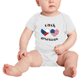 thumbnail image 2 of Czech American Flag Two Hearts Baby Bodysuits Newborn Clothes (White, 6-12 Months), 2 of 5