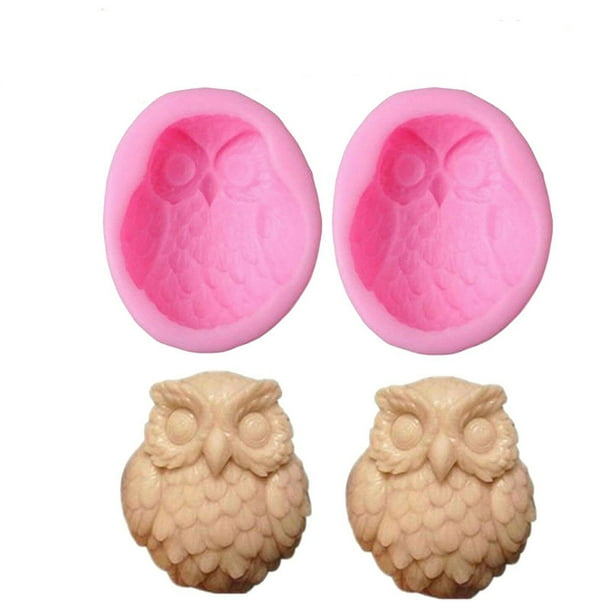 2 Pcs Large 3D Silicone Owl Soap Mold Molds for DIY Handmade soap, Cake, Chocolate, Ornament
