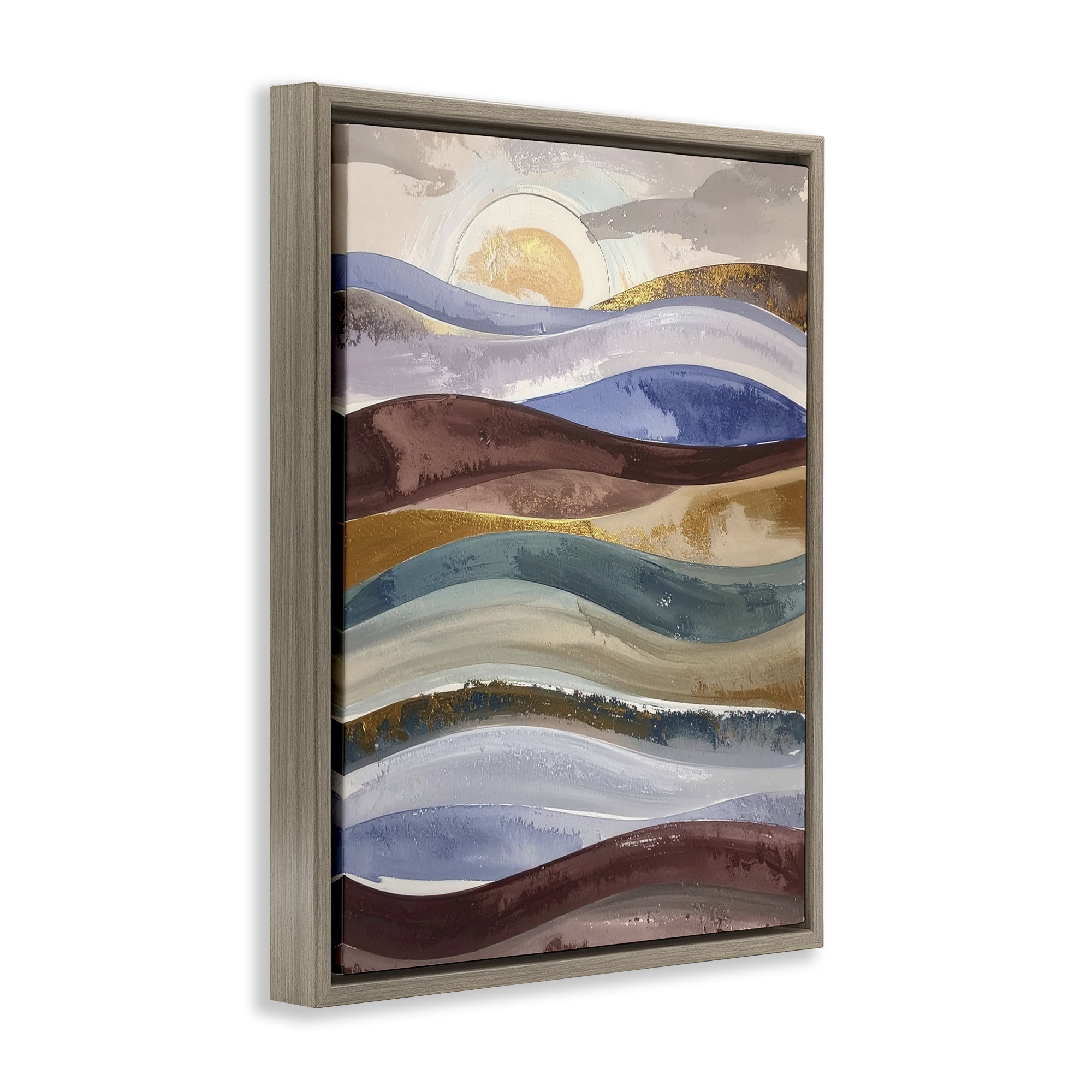 Stupell Industries Layered Ocean Flow Brown Framed Floater Canvas Wall Art, design by Alonza Saunders