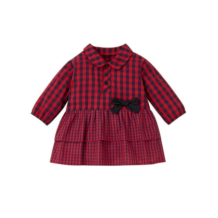

MIHOLL Baby Girl Red Plaids Christmas Dress Princess Party Tutu Dresses