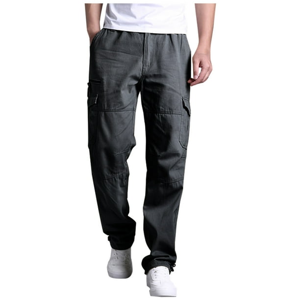 RXIRUCGD Men's Pants Fathers Day Gifts Men's Plus Size Pure Cotton  Multi-pocket Wear-resistant Overalls Trousers