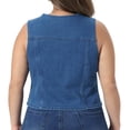 thumbnail image 4 of DARING DIVA Women's Plus Denim Vest Button Down Casual Sleeveless Jean Jacket 1X Blue, 4 of 6