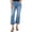 Nerida, variant on Womens Blue Zippered Pocketed Button Closure Frayed Cropped Boot Cut Jeans 34