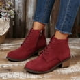 thumbnail image 5 of Chenyee Fashion Ankle Boots for Women Low Heels Chunky Suede Lace Up Zipper Short Dress Booties, 5 of 8