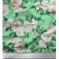thumbnail image 1 of Soimoi Poly Georgette Fabric Leaves & Begonia Flower Print Fabric by the Yard 52 Inch Wide, 1 of 1