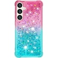 thumbnail image 3 of Compatible with Samsung Galaxy S24 Plus Cute Case Glitter Gradient Quicksand Case Luxury Bling Sparkle Colorful Phone Cover Women Girls Girly Slim Soft TPU Liquid Case, Pink Green, 3 of 7