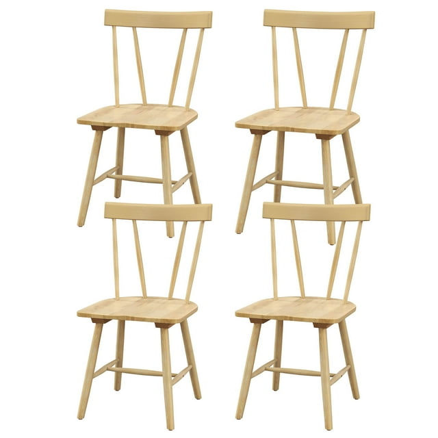 Gymax Windsor Armless Dining Chairs, Natural (Set of 4)