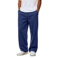thumbnail image 2 of Baggy Sweatpants Men Fashion Casual Wide Leg Drawstring Waist Sweatpants Loose Fit Sweat Pants for Gym Athletic with Pockets Dark Blue XL, 2 of 8