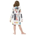thumbnail image 7 of FORMRS Niños Bathrobe Unisex Hooded Robe Soft Plush Pajamas Sleepwear, Size 10-12T, White Simple Shapes, 7 of 7