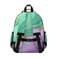 thumbnail image 3 of Green and Purple Marble Pattern Cute School Backpack Bag for School with Padded Back and Adjustable Shoulder Straps 15.25"x11.5"x5.25", 3 of 5