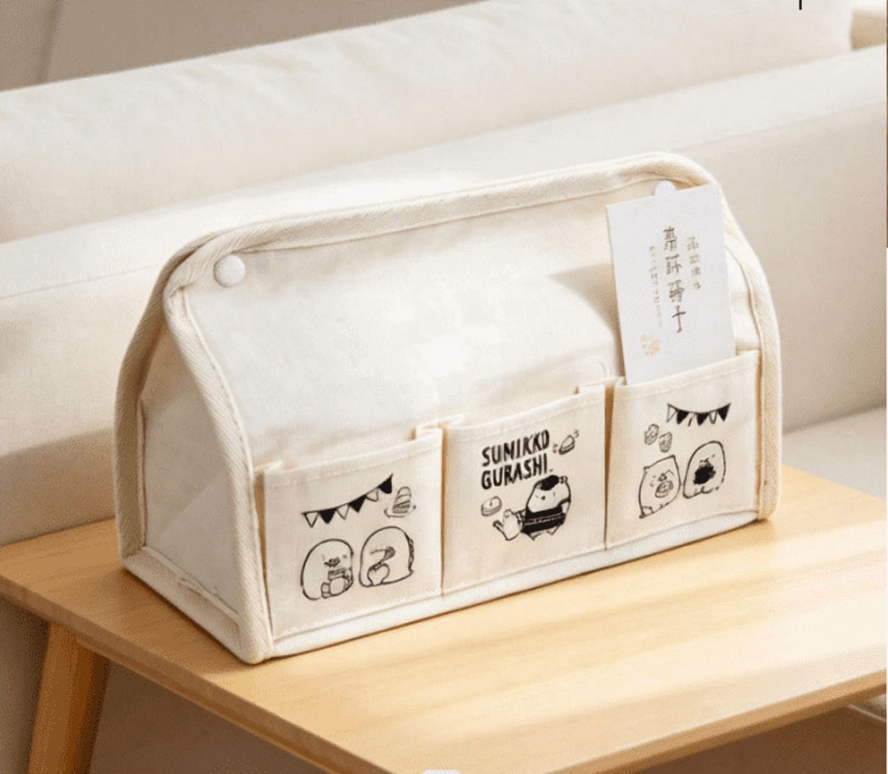 COM1950s Space-Saving Storage Box, Foldable Desktop Organizer with Buckle Closure, Cotton Blend Fabric Basket, Dust-Proof Makeup Stationery Card Organizer for Dorm Room, Home Office, and Vanity