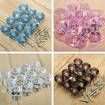 Crystal Dresser Hardware 12Pcs 25mm Crystal Glass Dresser Drawer Knobs Diamond Plated Shape Door Handle Pull Knobs Cabinet Furniture Handles Knobs ()