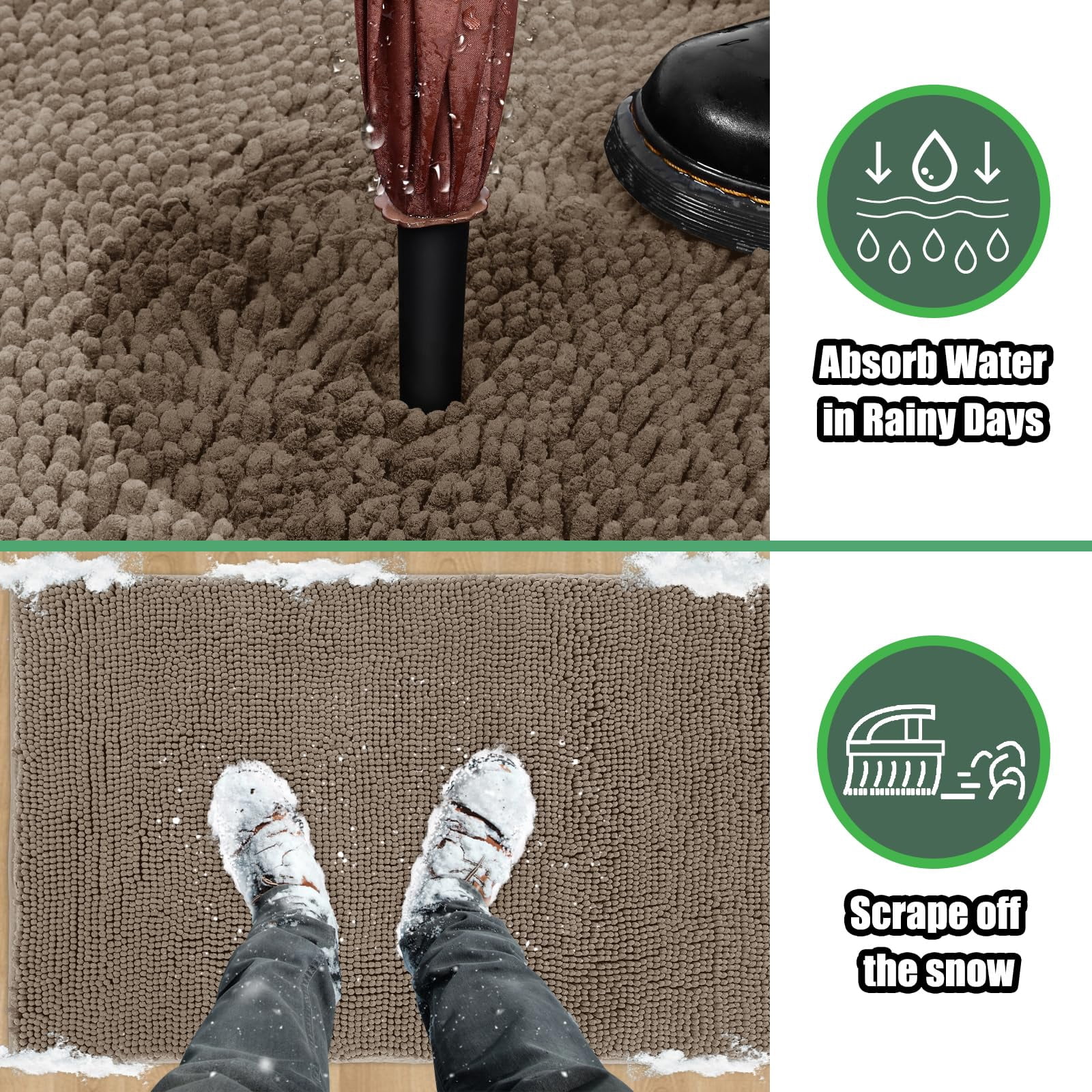 Chenille Absorbent Outdoor Doormat 60" x 36", Washable Muddy Door Mats for Dog Non Slip Indoor Doormat Dog Mat for Muddy Paw Front Inside Doormats for Entryway Beige