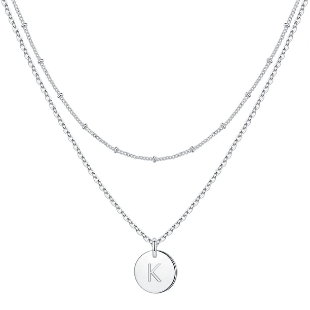 Iefwell Collares De Plata Para Mujeres Y Niñas – Collares Con Inicial De Plata Para Mujeres Y Niñas, Regalos Para Adolescentes Y Niñas, Collares En Capas Para Mujeres, Joyería De Plata, Collares Con L