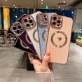 thumbnail image 6 of Compatible with iPhone 12 Pro Max Magnetic Case-6.7 Inch, Luxury Love Heart Pattern Plating Phone Case, Compatible with MagSafe for Women Girls Shockproof Back Cover-White, 6 of 11