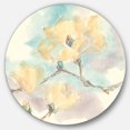 thumbnail image 1 of Designart 'Magnolias in White I' Traditional Metal Circle Wall Art, 1 of 3