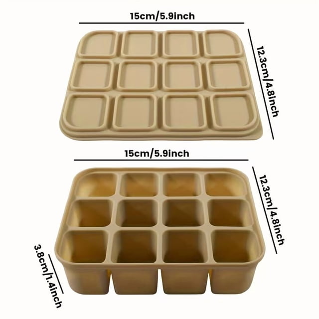 Bandeja de hielo de silicona de 12 cubitos con tapa: molde de hielo flexible for preparar cola de gallo, whisky, caldo y comidas transparentes