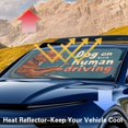 thumbnail image 4 of KUIFORTI Windshield Sunshade Block Heat and Sun UV Rays, Car Sun Visors for Windshield - Keeps Your Vehicle Cool, Cute Dog On Board Human Driving, 4 of 6