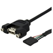 StarTech Panel Mount USB Cable to USB A to Motherboard Header Cable, 1', Black
