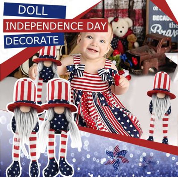 Dmlowu Patriotic Gnomes 2pc Extra Soft 4th of July Decorations Gnomes Handmade Independence Day Cute Tabletop Gnomes Gifts for Women Men Daughter