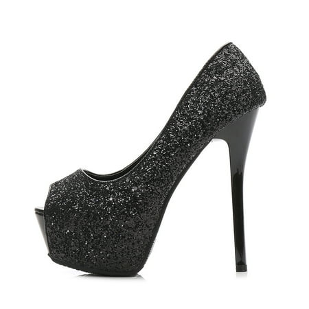 

Women‘s Stiletto High Heels Fashion Sparkly Non-Slip Peep Toe Platform Heels Women‘s Footwear