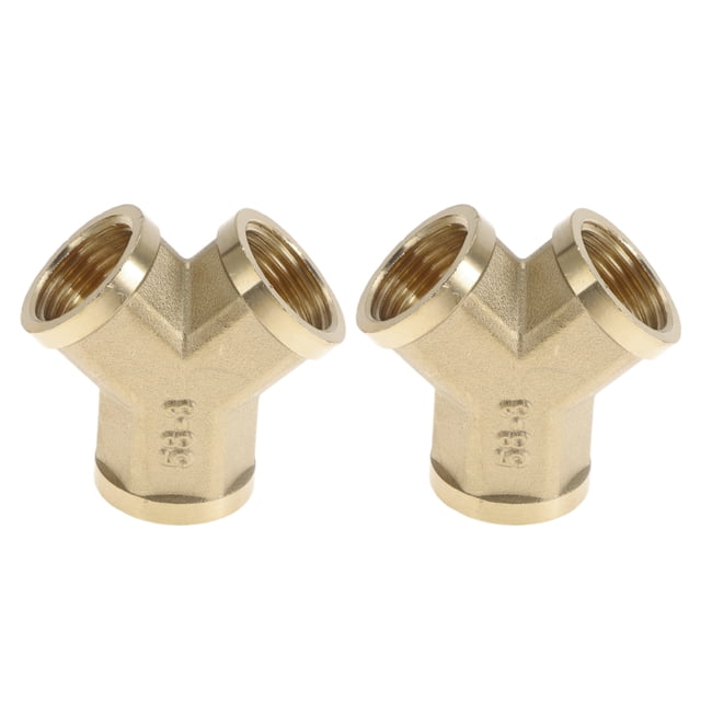 Accesorios de tubería de latón Unique Bargains Tee en Y hembra de 1/2" 1.85" 2 Pcs