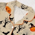 thumbnail image 6 of Halloween Womens Silk Satin Pajama Set 2 Pcs Cute Pumpkin Button Down Short Sleeve Shorts Pajama Set Collar Shorts Sets Loungewear Lightweight Sleepwear Nightwear Halloweens Gifts for Adults, 6 of 9