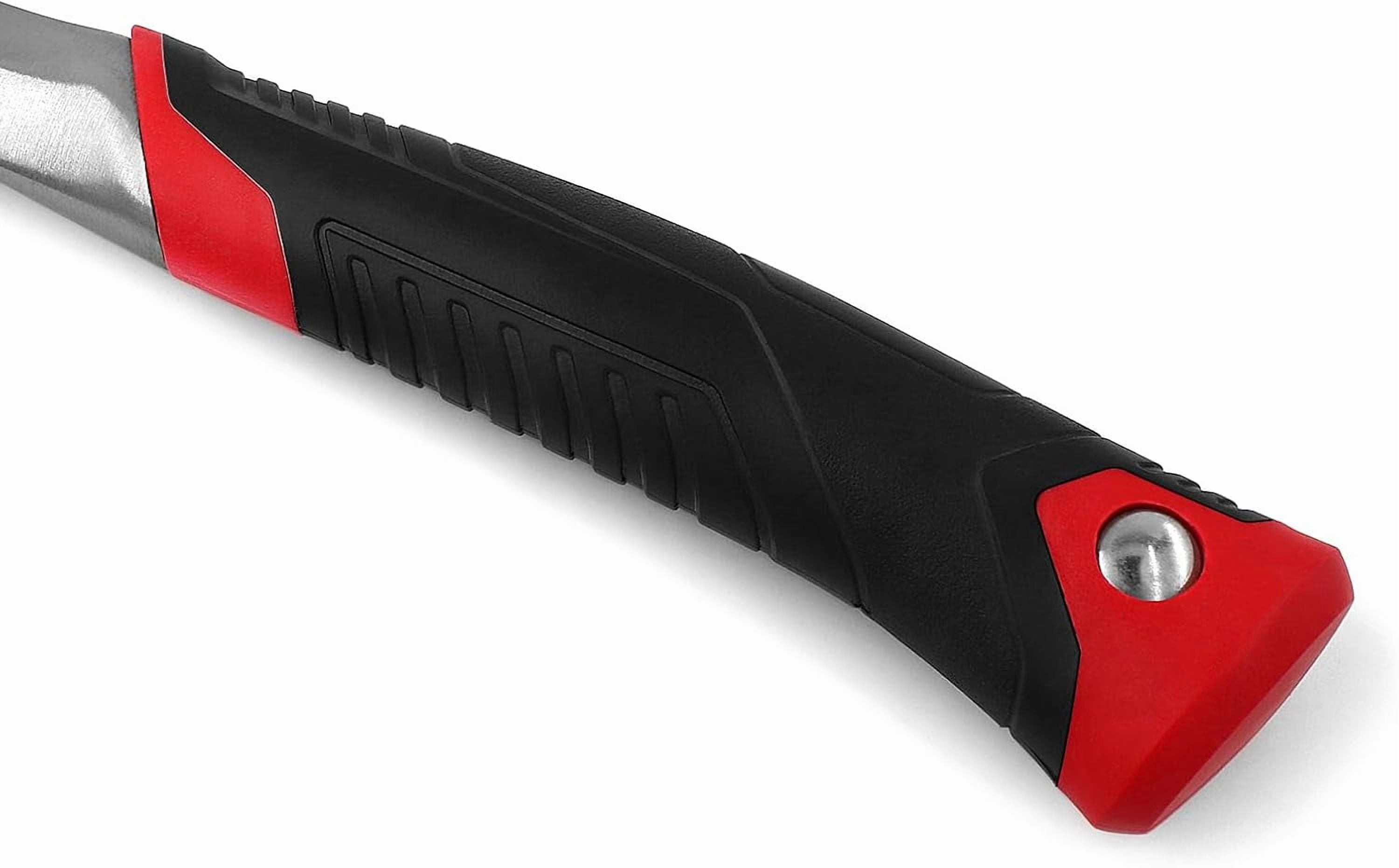 JXE JXO 14.4" Camping Hatchet with Full Tang Forged Steel Head and Shock-Absorbing Grip, Includes Durable Nylon Sheath, Red Handle