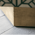 thumbnail image 2 of RUDRAKSHA CORPORATION Bone Inlay Coffee Table. It has a hexagon shape and features a green and ivory geometric pattern. This piece is perfect for living room furniture., 2 of 4