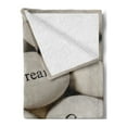 thumbnail image 2 of Rock Soft Flannel Fleece Throw Blanket, Courage Imagine Trust Wisdom Success Inspire Phrases Wording, Cozy Plush for Indoor and Outdoor Use, 70" x 90", Dust and Dark Eggshell, by Ambesonne, 2 of 5
