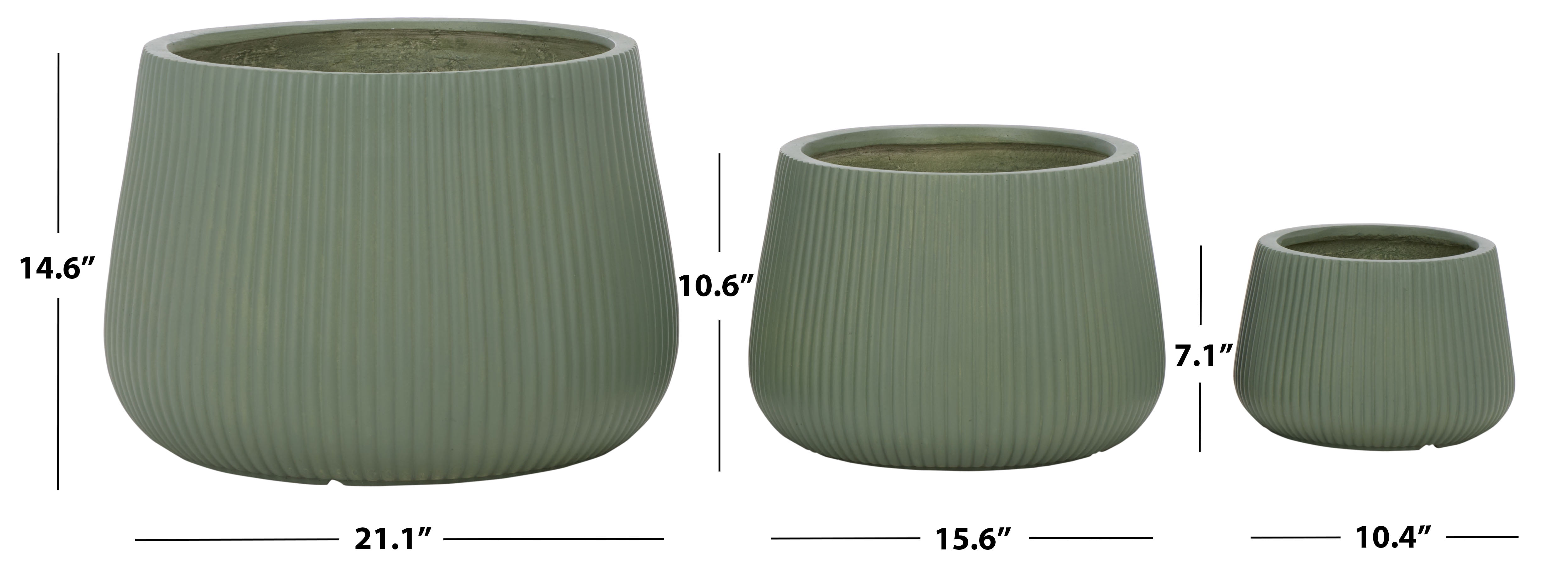 Safavieh Sara Round Green Fiber Clay Plant Pots - Set of 3